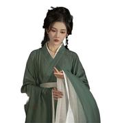 AIHERQG Women Ancient Chinese Traditional Hanfu Set Female Cosplay Costume Summer Green Jacket With White Dress Sets(S)