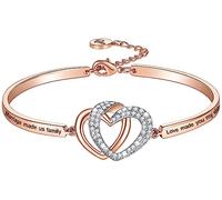 Aihitero Birthday Mother/Daughter/Sister in Law Gift, ‘Marriage Made Us Family Love Made You My Mom/Daughter/Sister’ Bangle Bracelet, Women Girl Customized Jewelry, Christmas Wedding Present from Step