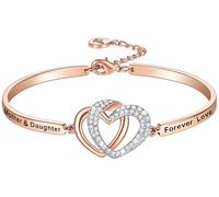 Aihitero Christmas ‘Badass Daughter’ Gift, ‘Always My Daughter Forever My Friend’ Bangle Bracelet, ‘Mother/Father Daughter Forever Love’ Women Jewelry, Birthday Xmas Wedding Present from Dad Mom, Rose