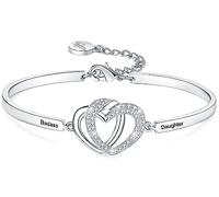 Aihitero Christmas Badass Daughter Gifts, ‘Always My Daughter Forever My Friend’ Bangle Bracelet, ‘Mother/Father Daughter Forever Love’ Women Girls Jewelry, Birthday Wedding Xmas Present from Dad Mom