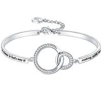 Aihitero Christmas Inspirational Gift, Always My Sister/Mother/Daughter/Nana, Forever My Friend Infinity Circle Bangle Bracelet, Jewelry for Women Girl, White Gold, Cubic Zirconia