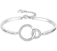 Aihitero Mother's Day ‘Badass Mom’ Gifts, Engraved ‘Always My Mother/Godmother Forever My Friend’ Bangle Bracelet, ‘Mother Son Forever Love’ Women Jewelry, Christmas Birthday Presents from Daughter