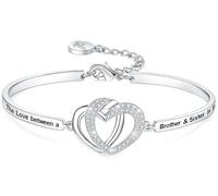 Aihitero Mother's Day ‘Badass Sister’ Gift, ‘Always My Sister Forever My Friend’ Bangle Bracelet, ‘Not Sisters by Blood But Sisters by Heart’ Women Jewelry Present from Brother BFF, 7.25 Inches, Metal