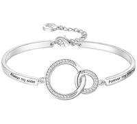 Aihitero Mother's Day ‘Badass Sister’ Gift, ‘Always My Sister Forever My Friend’ Bangle Bracelet, ‘Not Sisters by Blood But Sisters by Heart’ Women Jewelry Present from Brother BFF, 7.25 Inches, Metal