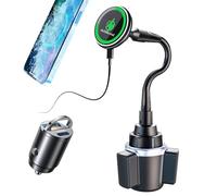 AiHiwvol for Qi2 15W Magsafe Car Cup Holder Charger [Heat Restriction], Magnetic Cup Holder Phone Mount Wireless Charger, Fast Charging for iPhone 17 to12 Series[with 30W PD3.0&QC4.0 Car Adapter]