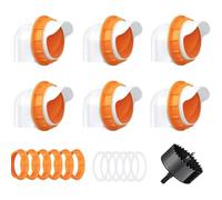 Aihmilcl DIY Chicken Feeders No Waste Chicken Feeder Port Kit Chick Feeder 6 Ports Poultry Feeder with Hole Saw for Buckets Troughs Orange