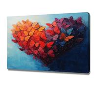 AIHNBF Abstract Butterfly Heart Canvas Wall Decor for Living Room Bedroom, Vibrant Impressionist Animal Love Artwork, Colorful Textured Modern Print, Canvas 60 x 90 cm