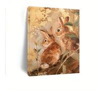 AIHNBF Charming Brown Bunnies Canvas Wall Art, Impressionist Rabbit Nature Print, Rustic Woodland Animal Decor for Living Room Bedroom