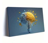 AIHNBF Creative Mind Canvas Wall Art Intellectual Idea Brain Print Lightbulb Tree Modern Conceptual Artwork for Office Living Room Study Decor