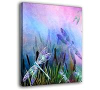 AIHNBF Dreamy Dragonfly Wall Art Whimsical Nature Canvas Print Serene Purple and Blue Butterfly Garden Aesthetic for Living Room Bedroom Office Botanical Wall Decor Painting 40x60cm