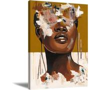 AIHNBF Expressive Abstract Portrait Wall Art of a Black Woman - Modern Mixed Media Canvas Print for Contemporary Home Decor & Gallery Spaces 30x45 cm