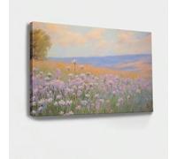 AIHNBF Impressionist Lavender Field Wall Art Serene Meadow Landscape Canvas Painting Soft Pastel Wildflower Meadow Print Peaceful Botanical Wall Decor for Living Room Bedroom Home 30x45 cm