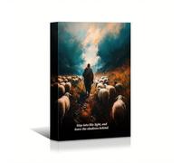 AIHNBF Inspiring Divine Light Path Canvas Wall Art featuring Jesus Christ Guiding His Flock, Religious Christian Decor for Home 50x75 cm