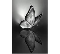 AIHNBF Modern Black White Butterfly Canvas Wall Art Elegant Animal Reflection Print for Living Room Bedroom Office Decor, Canvas 20 x 30 cm