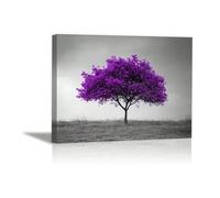 AIHNBF Purple Tree Canvas Wall Art Modern Landscape Print, Black White Nature Scenery Artwork for Living Room Bedroom Office Home Decor, Canvas 20 x 30 cm