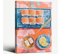 AIHNBF Salmon Sushi Set Canvas Wall Art Japanese Cuisine Food Aesthetic Print Floral Background Poster Kitchen Dining Room Decor Vivid Seafood Illustration Culinary Home Wall Decorations 40x60cm