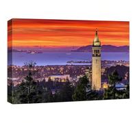 AIHNBF San Francisco Cityscape Canvas Wall Art Golden Gate Bridge Bay Area Sunset Decor Panoramic Berkeley Campanile Vibrant Urban Landscape Print for Living Room, Poster 40 x 60 cm