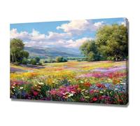 AIHNBF Spring Meadow Canvas Wall Art Wildflower Landscape Painting