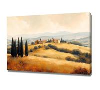 AIHNBF Tuscan Landscape Canvas Wall Art - Italian Countryside Farmhouse Decor with Cypress Trees - Serene Golden Fields Art Print for Living Room Bedroom, Poster 50 x 75 cm