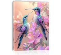 AIHNBF Vibrant Hummingbird Canvas Wall Art with Pink Floral Design - Nature Inspired Bird Print for Living Room Bedroom Home Decor