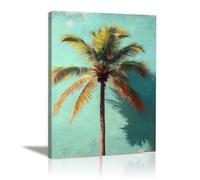 AIHNBF Vibrant Palm Tree Canvas Wall Art for Living Room - Tropical Teal Green Beach Decor Modern Coastal Print Bedroom Home Office Art, Canvas 80 x 120 cm