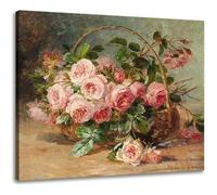 AIHNBF Vintage Rose Floral Basket Painting Wall Art Classical Still Life Botanical Print Canvas Poster Home Decor for Living Room Bedroom Kitchen Office Wall Hanging Decorative Aesthetic 40x60cm