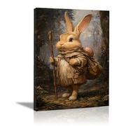 AIHNBF Whimsical Rabbit Canvas Print Woodland Adventure Wall Art for Home Decor - Charming Fantasy Animal Painting for Living Room Bedroom, Canvas 40 x 60 cm