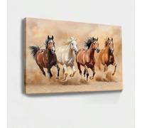 AIHNBF Wild Horse Wall Art Galloping Mustangs in Desert Dust Canvas Print Western Equine Decor for Living Room Office Wall Hanging Southwestern Nature Inspiration Animal Artwork 80x120 cm