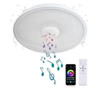 AIHONKON Smart Waterproof LED Flush Mount Ceiling Light Fixture,11 inch 18W,with Bluetooth Speaker,RGB Color Changing Function- Dimmable Lamp,Tuya Application Control-Compatible with Alexa Google Home
