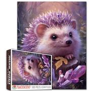 Aihonmin Fantasy Hedgehog Jigsaw Puzzles 1000 Pieces Crystals and Enchanted Forest Puzzles for Adults Animal Art Jigsaw Puzzles for Family Activity Games DIY Handwork Puzzle for Home Wall Decor Gifts