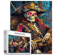 Aihonmin Skeleton 1000 Piece Jigsaw Puzzles for Adults Pirate Skull Jigsaw Puzzles Captain DIY Handwork Easy Puzzle Challenging Family Activity Game Home Wall Decoration Gifts 20x27 Inches