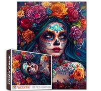 Aihonmin Sugar Skull 1000 Piece Jigsaw Puzzles for Adults Day of The Dead Jigsaw Puzzle Halloween Woman Puzzles for Challenging Family Activity Colorful DIY Art Puzzle Home Wall Decor Unique Gifts