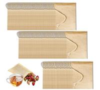 Aihoom 100Pcs Disposable Filter Bags 7×9 cm Empty Drawstring Bags for Loose Leaf, DIY Herbal Infusions, Coffee Grounds, Bath Blends, Biodegradable Unbleached Pouches for Home, Travel, Brewing