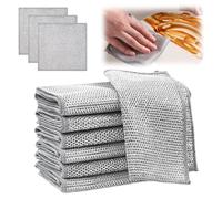 Aihoom 12 Pcs Multipurpose Steel Wire Dishwashing Cloths, Reusable Non Scratch Scourers, Double-Layer Solara Lux Scrub Cloths, Wet and Dry Metal Dish Cloth for Kitchen Cleaning, Sinks, Dishes, Stoves