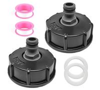 Aihoom 2 Pcs IBC Tank Fittings, IBC Tank Adapter Kit, S60X6 to 1/2"" Threaded Hose Connector for Water Storage, Durable Fitting Parts for UK & Europe Containers for Garden Water Butt Storage Tanks