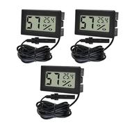 Aihoom 3Pcs Digital Thermometer Hygrometer, Mini LCD Temperature Humidity Gauge Meter for Fridge, Aquarium, Reptile, Incubator, Room, with Sensor Probe, with Temperature Display -50 to 70°C Range