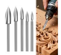 Aihoom 5 PCS Wood Carving Drill Bits Set, High Speed Steel Wood Carving Knife Set, Professional Woodworking Tools for DIY Engraving, 1/8” Shank, Ideal for Dremel Rotary Tool, Crafting, and Whittling
