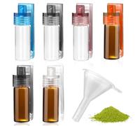 Aihoom 6 Pcs Spice Powder Tool Set with Funnel, Portable Snuff Vial Kit, Small Glass Containers for Spice, Powder, Travel, Portable Storage Bottles, Mini Dispenser for Essential, Waterproof & Durable