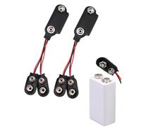 Aihoom 9V Battery Snap Connector, Plastic Leather Snap PP9 Battery Adapter Kit, PP3 to PP9 Battery Adapter for Vintage Transistor Radios, T-type Cable