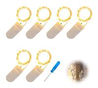 Aihoom Fairy Lights, 6 Pack 2 Meter 20 LED Christmas Lights Battery Powered, Small Led Lights Indoor Outdoor for Jars, Christmas, Party, Bedroom Decor (Warm White)