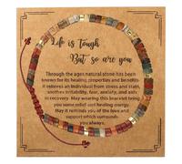 Aihoom Natural Stone Beaded Bracelet for Women - Adjustable Healing Friendship Bracelet, Inspirational Gift for Yoga, Meditation, Anxiety Relief, Birthday, Life is Tough But So Are You