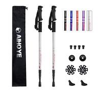 Aihoye Hiking Trekking Poles, 2 Pack Collapsible,Lightweight, Anti Shock, Hiking or Walking Sticks,Adjustable Hiking Pole for Men and Women, with 10 Replacement Tips (Silver)