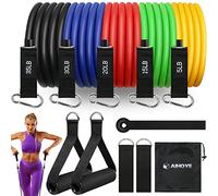 Aihoye Resistance Band Set: 105LB (5-35LB) Workout Bands with Handles & Accessories - Eco Friendly Latex - For Exercise, Yoga, Pilates & More