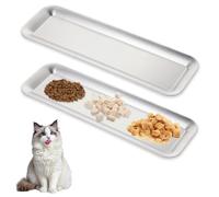 AIHSUMC 2 Pack Stainless Steel Cat Food Bowls, Extra Wide Cats Feed Bowl for Multi-Cat Family and Flat Face Cats Non Slip Shallow Kitten Plates for Food Pet Feeding Dishes
