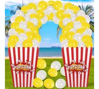 AIHSUMC Giant Popcorn Box with Balloons, 2 Set Movie Popcorn 3D Popcorn Box Cardboard Stand up, Outdoor Standing Heavyweight Popcorn Box for Theme Parties Festivals Yard Decoration(102Pcs)