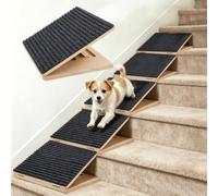 AIHSUMC 5 Pack Adjustable Dog Ramp for Stairs, Upgraded Anti-Slip Stair Pet Step for Small Dogs with Soft Carpet Surface, Portable Dog Stairs for Small Dogs & Cats - Ideal for Elderly & Injured Pets