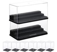 AIHSUMC 8 Pack Display Cases for Minifigures, Acrylic Storage Case 2 L with 6 S Mini-Figure Display Boxes Stackable Action Figures Blocks Display Box for Minifigs, Characters, Blocks