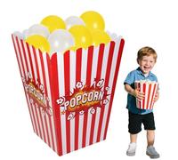 AIHSUMC Giant Popcorn Box with Balloons, Movie Popcorn 3D Popcorn Box Cardboard Stand up, 35x18x25 inch Outdoor Standing Heavyweight Popcorn Box for Theme Parties Festivals Yard Decoration(51Pcs)