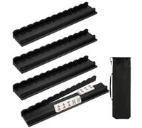 AIHSUMC Mahjong Racks with Pushers Set of 4, Wooden American Mahjong Racks & Pushers, Tile Holders for Game Play - Mahjong Accessories Set (Black)