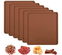 AIHSUMC Pack of 6 Silicone Dehydrator Sheets with Rim, Dehydrator Mats with Non-Stick Coating, Non-Stick Drying Film for Dehydrator, Reusable Food Fruit Dehydrator Mats, BPA Free